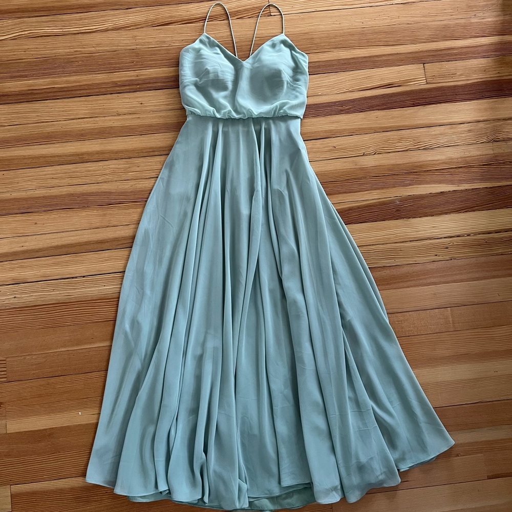 Jenny Yoo Seaglass Green Ciffon Bridesmaid Dress size 0